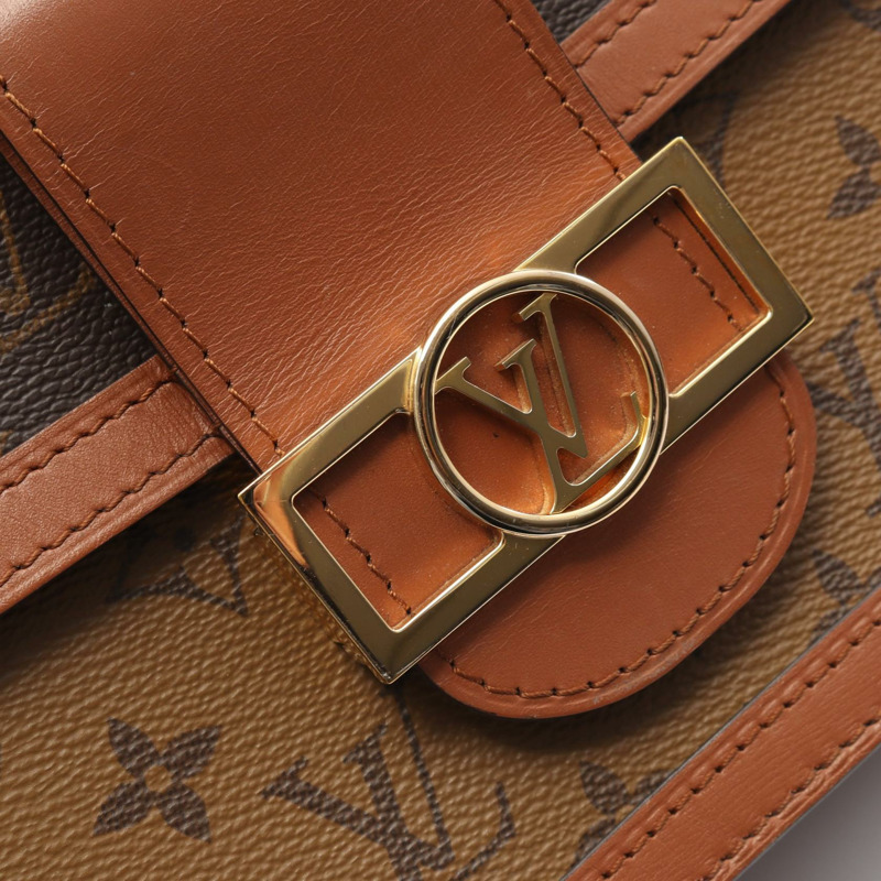 LOUIS VUITTON Dauphine MM 鏈條單肩包 M45958 Monogram Reverse 米色二手-7