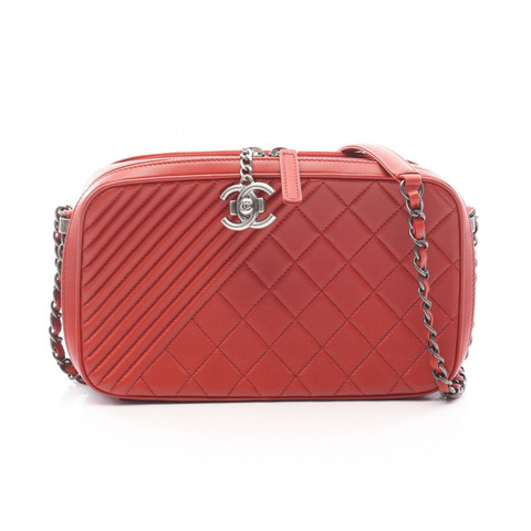 CHANEL Cocoboy 相機單肩包 A92655 羔羊皮波爾多二手 SHW