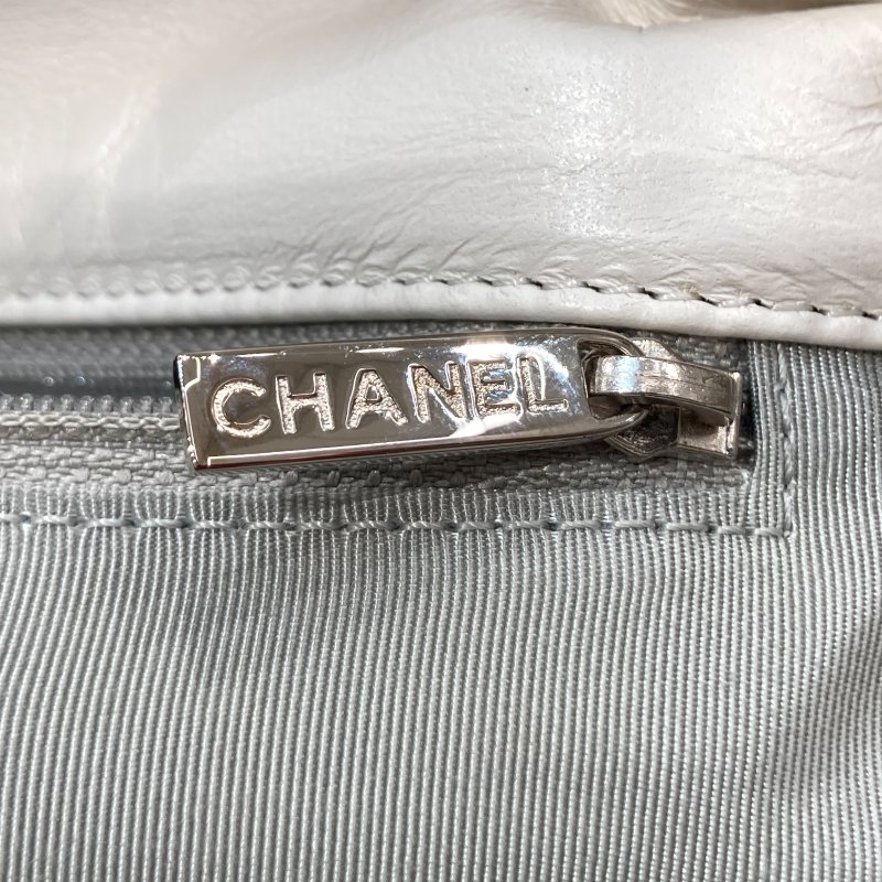 CHANEL 香奈兒 翻蓋包 手提肩背包 小牛皮 白色 銀扣-16