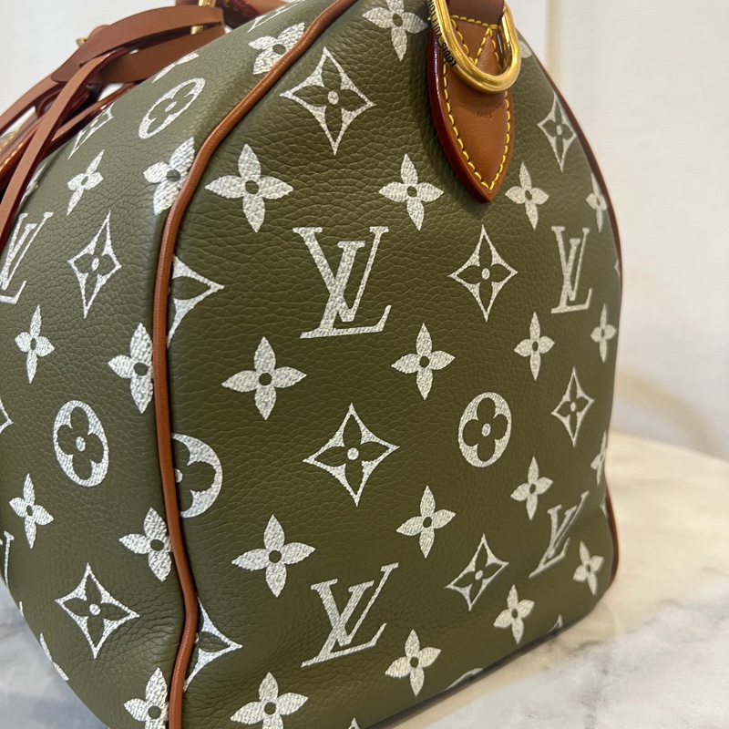LV 墨綠小牛皮Speedy P9 30手提斜背波士頓包M15241-3