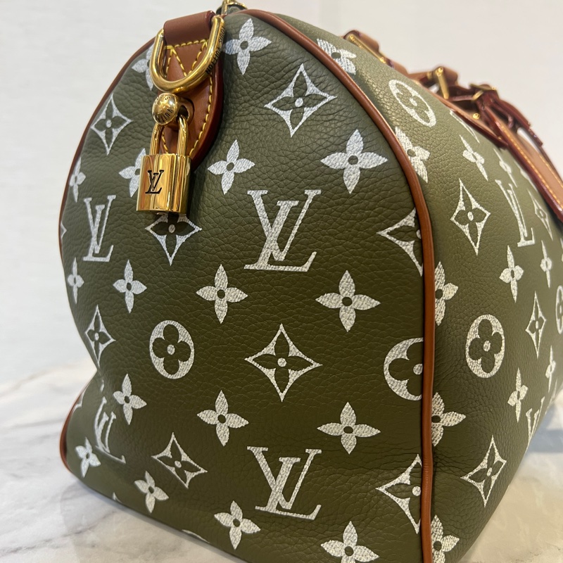 LV 墨綠小牛皮Speedy P9 30手提斜背波士頓包M15241-5