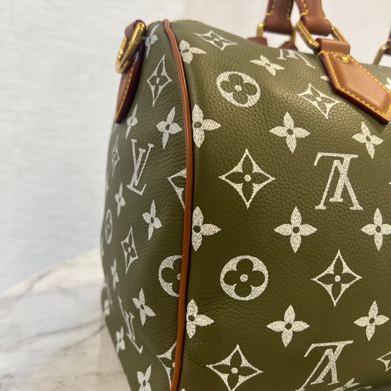 LV 墨綠小牛皮Speedy P9 30手提斜背波士頓包M15241-10