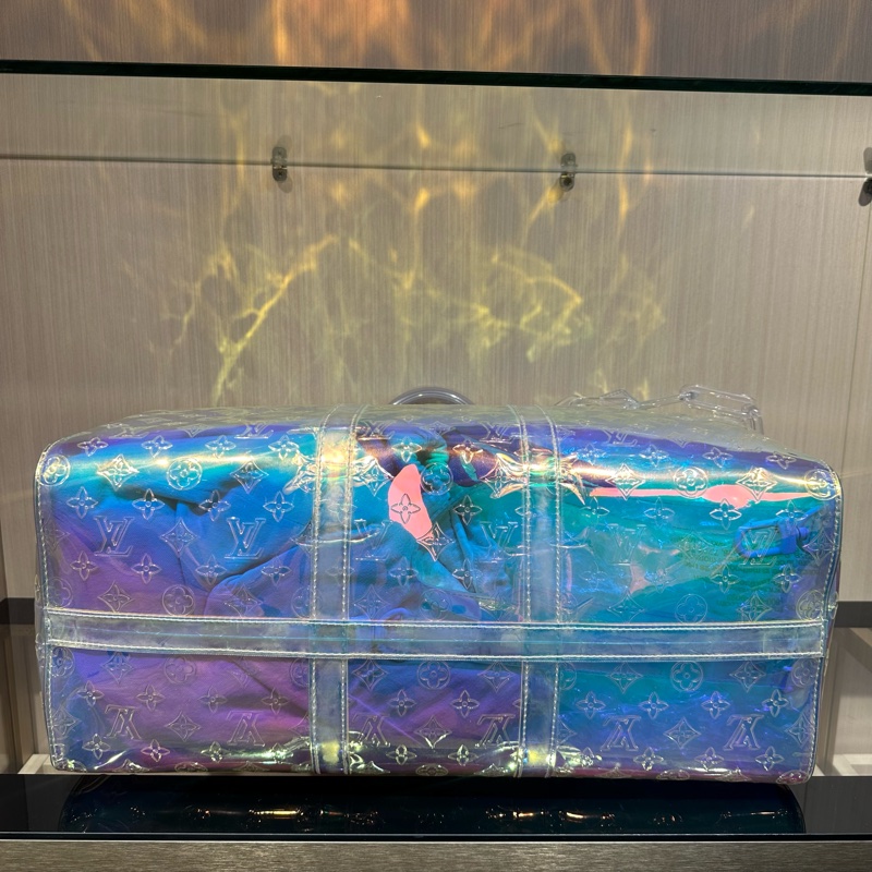 LOUIS VUITTON 路易威登keepall 50 镭射酷炫老花压纹 手提单肩斜挎旅行包 男女同款情侣款-7