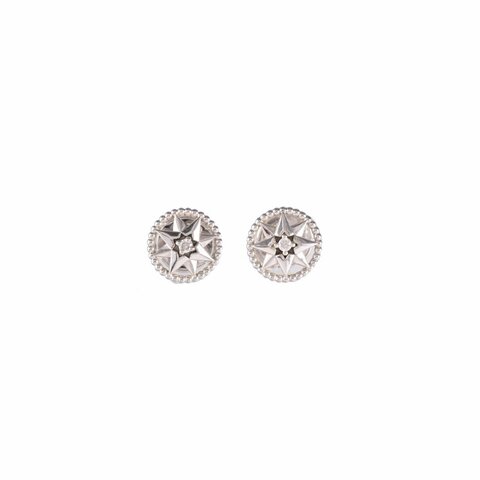 18K白金鑽石白金ROSE DES VENTS 八芒星羅盤鑽耳環 18K