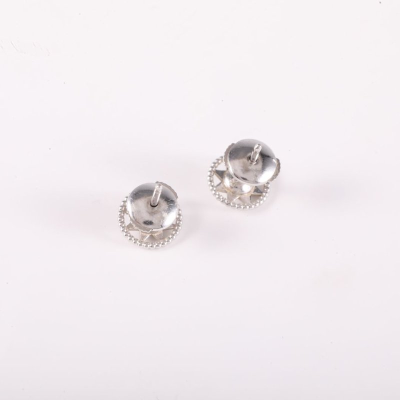 18K白金鑽石白金ROSE DES VENTS 八芒星羅盤鑽耳環 18K-4