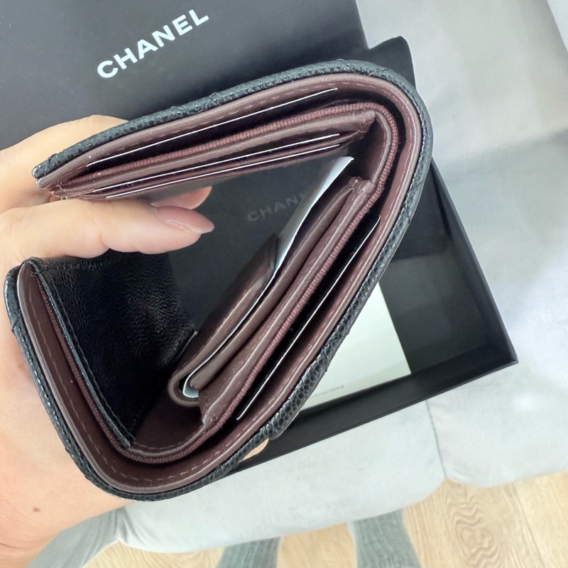 🍙CHANEL 黑金 荔枝皮三摺短夾🍙 二手約八成新有使用痕跡，無購證-18