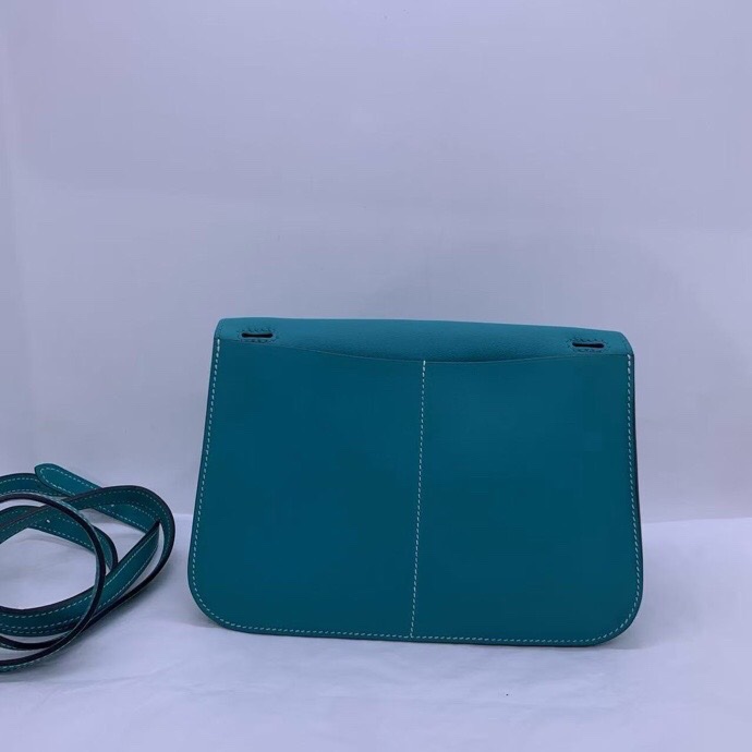 愛馬仕Hermes Mini Halzan swift 銀扣 孔雀綠T刻-1