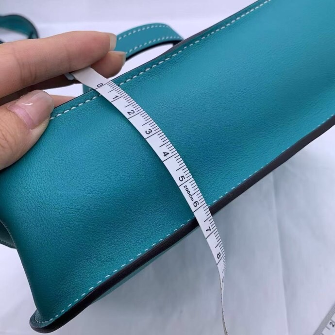 愛馬仕Hermes Mini Halzan swift 銀扣 孔雀綠T刻-8