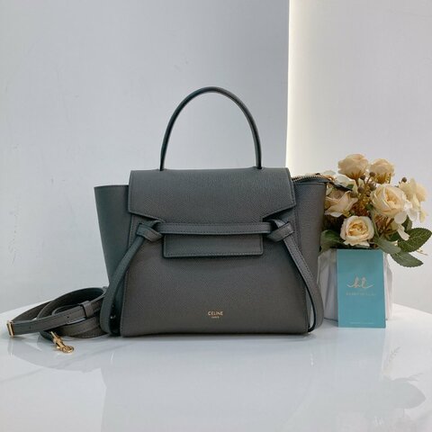 MS0345 Celine 塞琳 鯰魚包 顆粒牛皮 灰色 金扣 Belt Bag Nano Grained Calfskin Grey x GHW