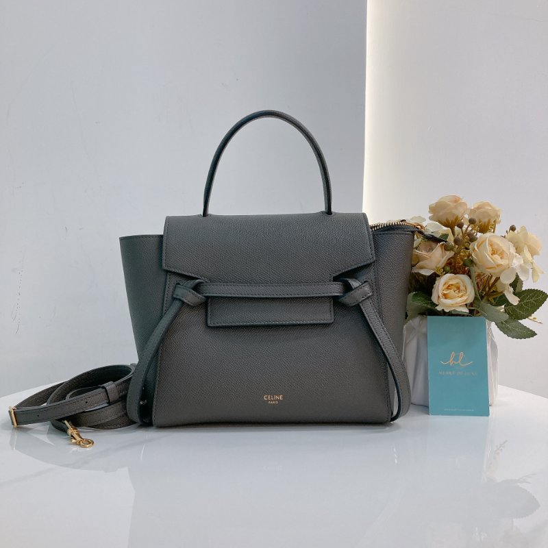 MS0345 Celine 塞琳 鯰魚包 顆粒牛皮 灰色 金扣 Belt Bag Nano Grained Calfskin Grey x GHW-0