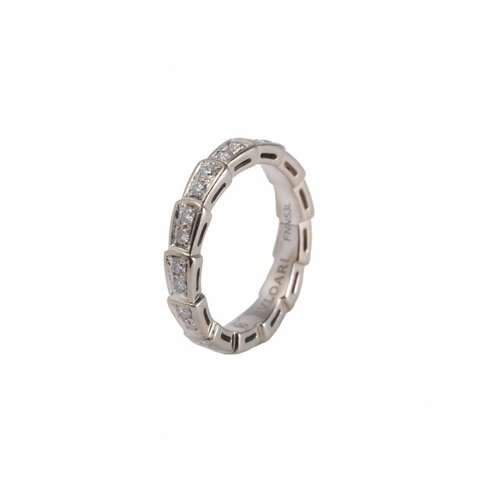 SERPENTI 蛇戒單排滿鑽戒指 18K 白金/鑽石 50 白金