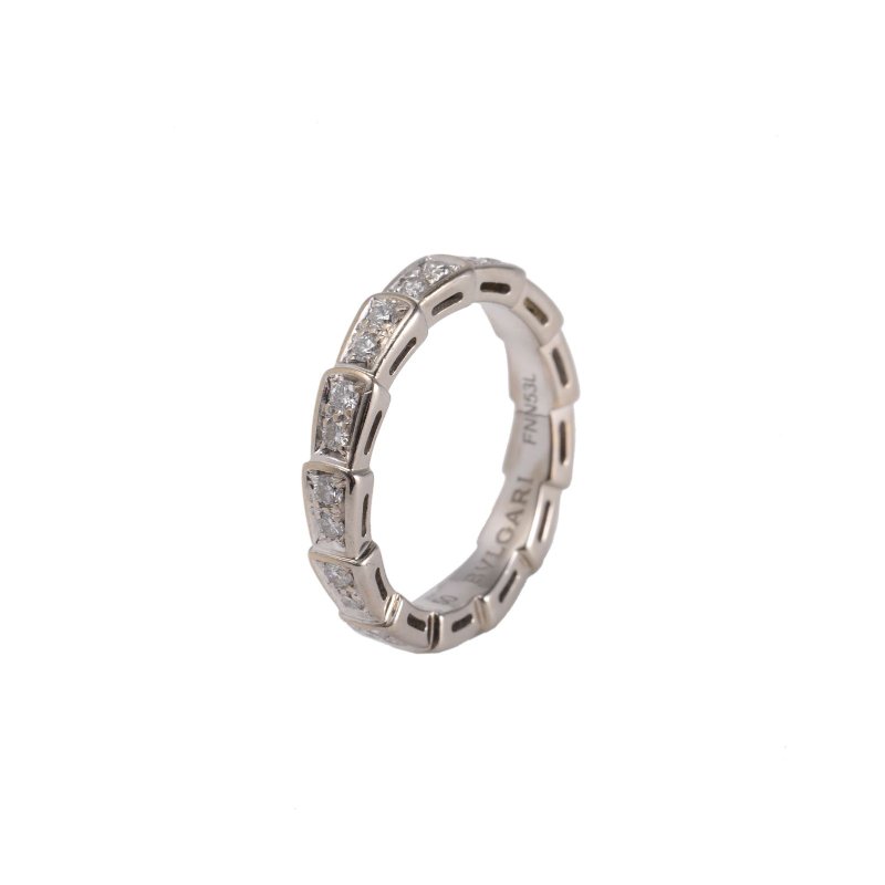 SERPENTI 蛇戒單排滿鑽戒指 18K 白金/鑽石 50 白金-0