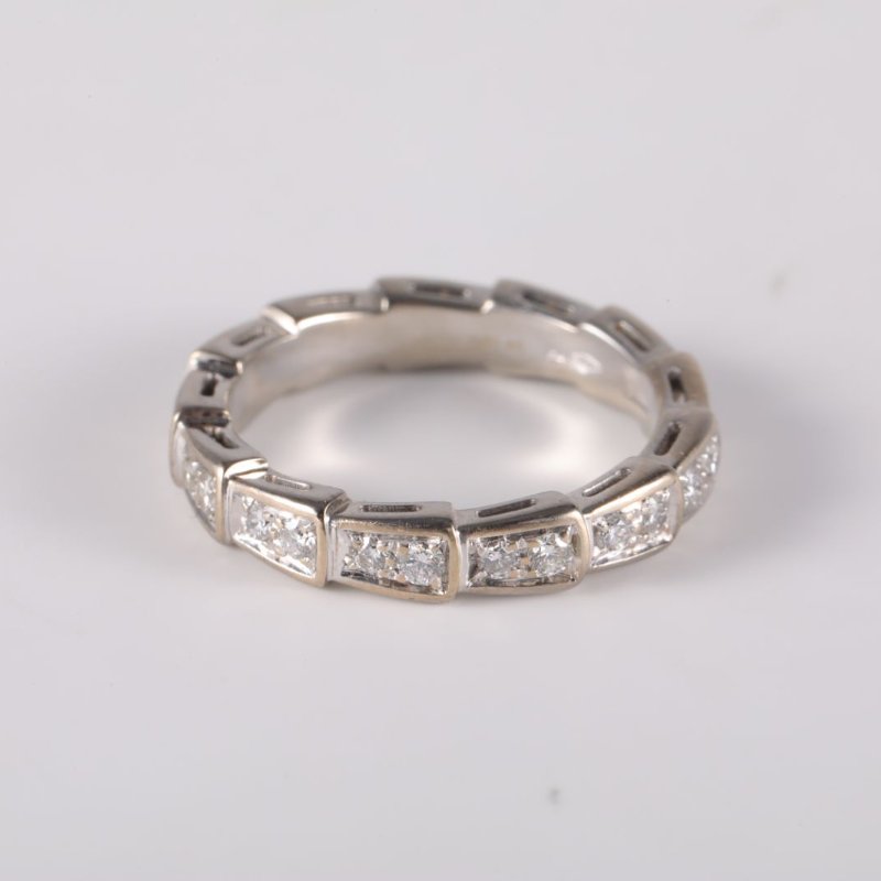 SERPENTI 蛇戒單排滿鑽戒指 18K 白金/鑽石 50 白金-2