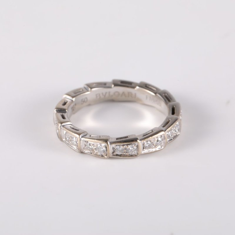 SERPENTI 蛇戒單排滿鑽戒指 18K 白金/鑽石 50 白金-3