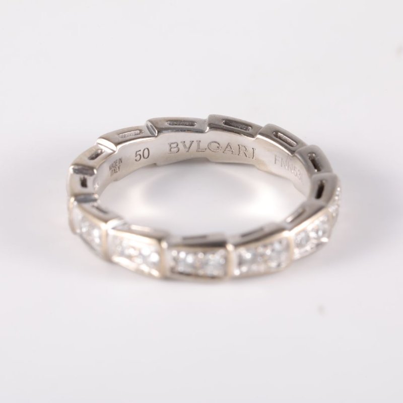 SERPENTI 蛇戒單排滿鑽戒指 18K 白金/鑽石 50 白金-4
