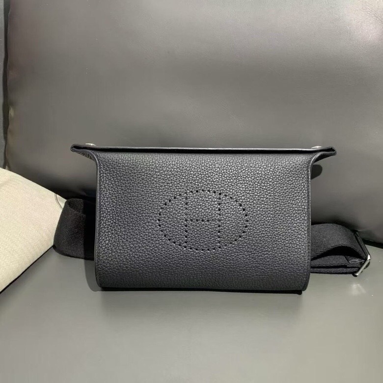 Hermes Videpoches信封包 黑色斜挎包B刻-0
