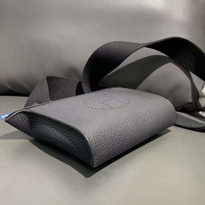 Hermes Videpoches信封包 黑色斜挎包B刻-4