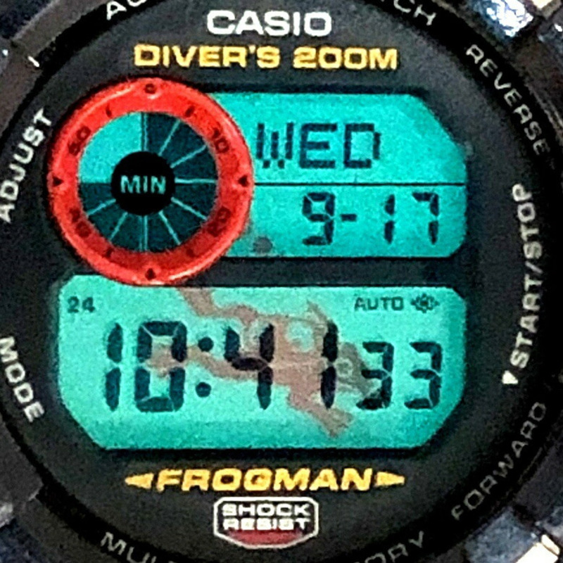 G-SHOCK CASIO FROGMAN 手錶 GW-201-6 毒蛙 馬約拉色 堅固太陽能 偏光塗層 蒙面蛙 EL 2001 年 8 月發售 三國丘店 IT53PFMLQ0V1-8