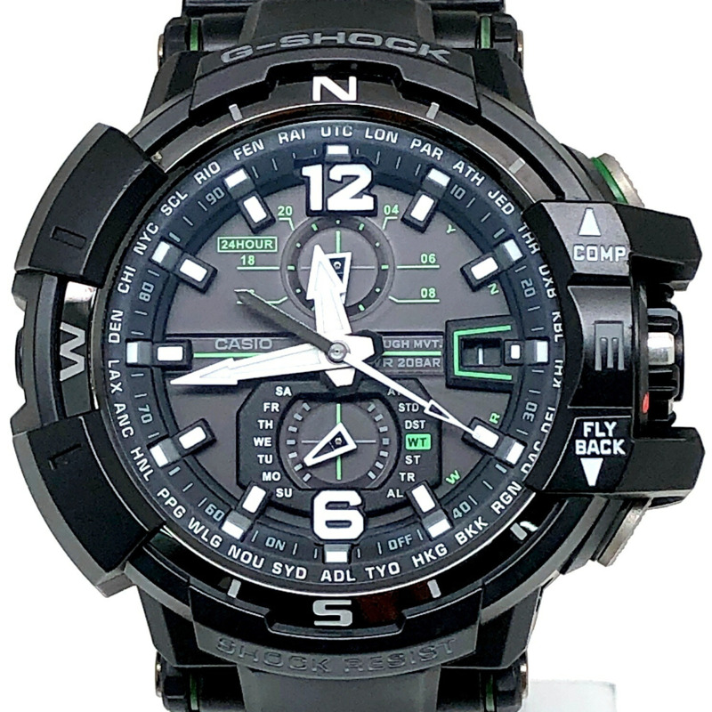 G-SHOCK CASIO GRAVITYMASTER GW-A1100-1A3 手錶,電波太陽能,3G 抗震,抗離心力,羅盤功能,黑綠色,2013 年 6 月發售,三國丘店,IT49H6AAP5W0-0