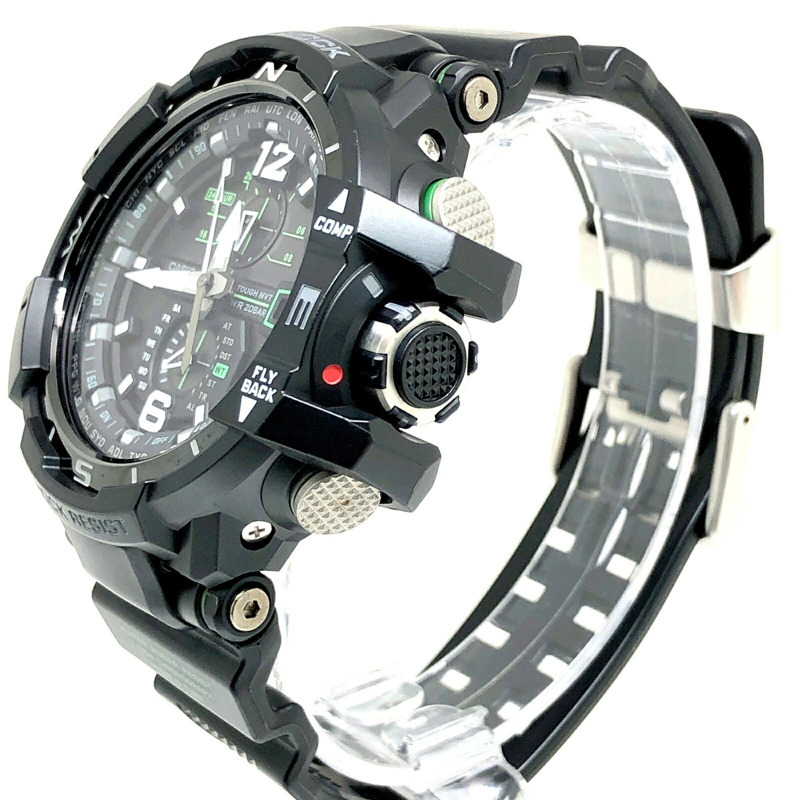 G-SHOCK CASIO GRAVITYMASTER GW-A1100-1A3 手錶,電波太陽能,3G 抗震,抗離心力,羅盤功能,黑綠色,2013 年 6 月發售,三國丘店,IT49H6AAP5W0-2