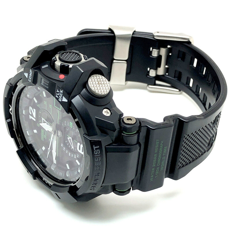 G-SHOCK CASIO GRAVITYMASTER GW-A1100-1A3 手錶,電波太陽能,3G 抗震,抗離心力,羅盤功能,黑綠色,2013 年 6 月發售,三國丘店,IT49H6AAP5W0-5