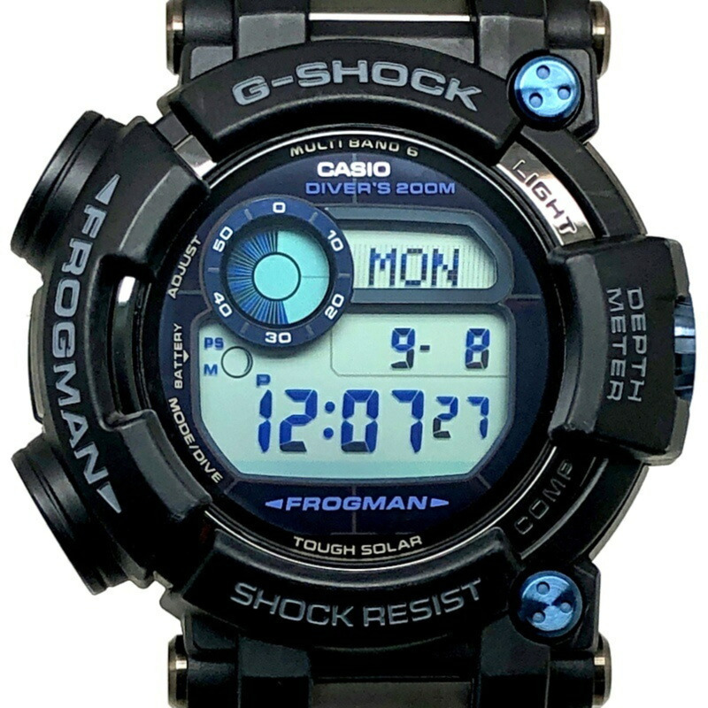 G-SHOCK CASIO FROGMAN GWF-D1000B-1 手錶,第 6 代,無線電控制太陽能三重感測器,高亮度 LED 背光,內部防反射塗層,藍寶石水晶鏡面,長錶帶,2016 年 6 月發售,三國丘店,ITDGAEHGELYW-0