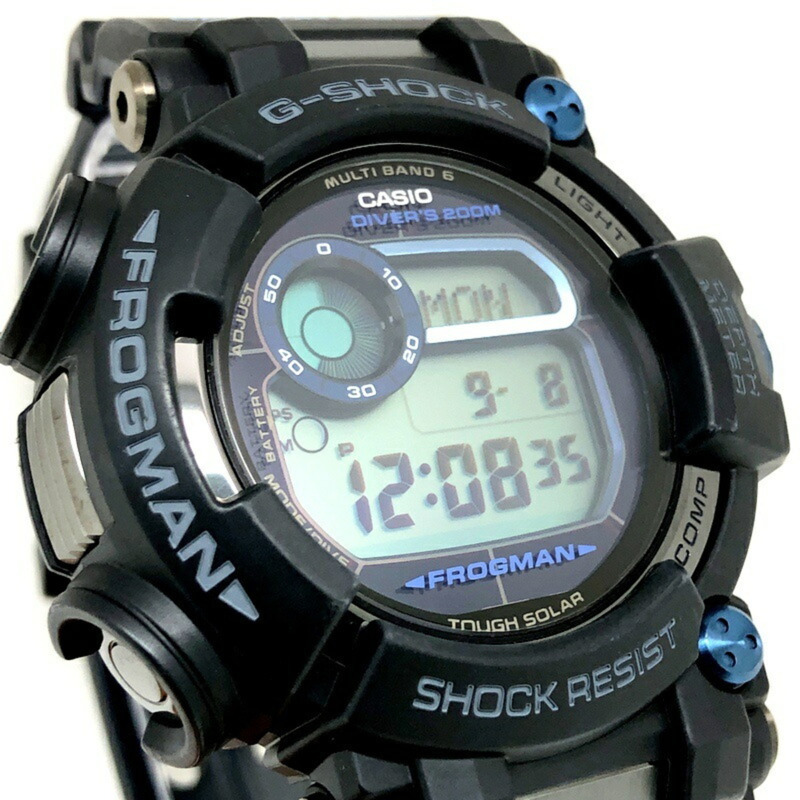 G-SHOCK CASIO FROGMAN GWF-D1000B-1 手錶,第 6 代,無線電控制太陽能三重感測器,高亮度 LED 背光,內部防反射塗層,藍寶石水晶鏡面,長錶帶,2016 年 6 月發售,三國丘店,ITDGAEHGELYW-3