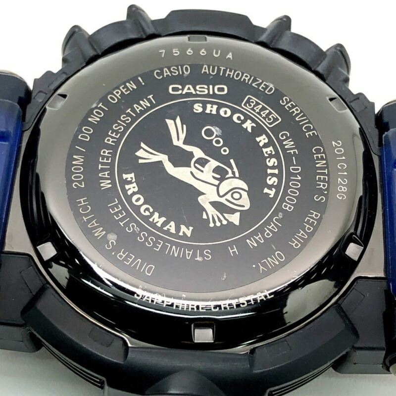 G-SHOCK CASIO FROGMAN GWF-D1000B-1 手錶,第 6 代,無線電控制太陽能三重感測器,高亮度 LED 背光,內部防反射塗層,藍寶石水晶鏡面,長錶帶,2016 年 6 月發售,三國丘店,ITDGAEHGELYW-7