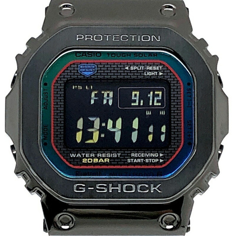 G-SHOCK CASIO GMW-B5000BPC-1 手錶，全金屬黑色，彩虹錶盤，無線電控制太陽能供電，藍牙，移動鏈接，LED 背光，旋入式後蓋，2023 年 10 月發售，三國丘店，ITCLX7RUAZR2