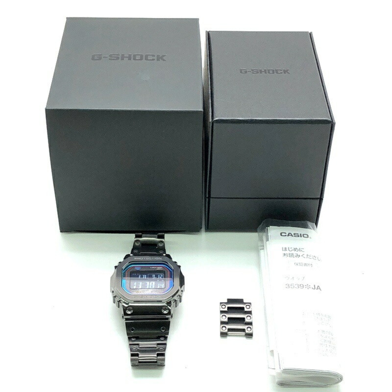 G-SHOCK CASIO GMW-B5000BPC-1 手錶,全金屬黑色,彩虹錶盤,無線電控制太陽能供電,藍牙,移動鏈接,LED 背光,旋入式後蓋,2023 年 10 月發售,三國丘店,ITCLX7RUAZR2-9