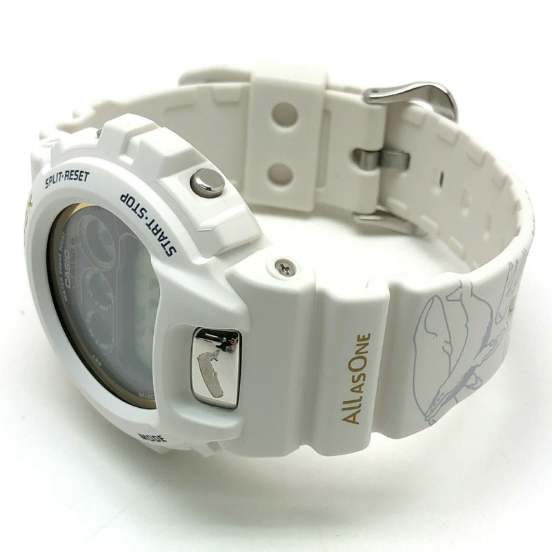G-SHOCK CASIO GW-6904K-7 手錶，入久寺 2024 合作 30 週年紀念款，電波太陽能 LED 背光，藍鯨圖案，白色和金色，6900 系列，2024 年 6 月發售，三國丘店，ITAK6QQ1X03K-4