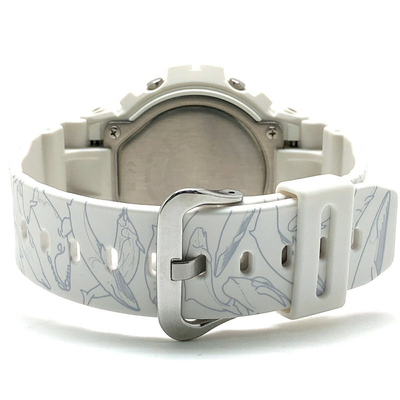 G-SHOCK CASIO GW-6904K-7 手錶,入久寺 2024 合作 30 週年紀念款,電波太陽能 LED 背光,藍鯨圖案,白色和金色,6900 系列,2024 年 6 月發售,三國丘店,ITAK6QQ1X03K-5