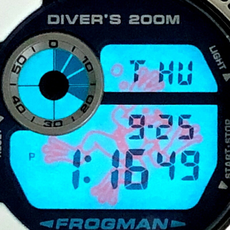 G-SHOCK CASIO DW-8200LG-8 FROGMAN 男款白灰色手錶(潛水蛙EL)2000年5月發售(三國丘店)ITZEWO2I46TG-8