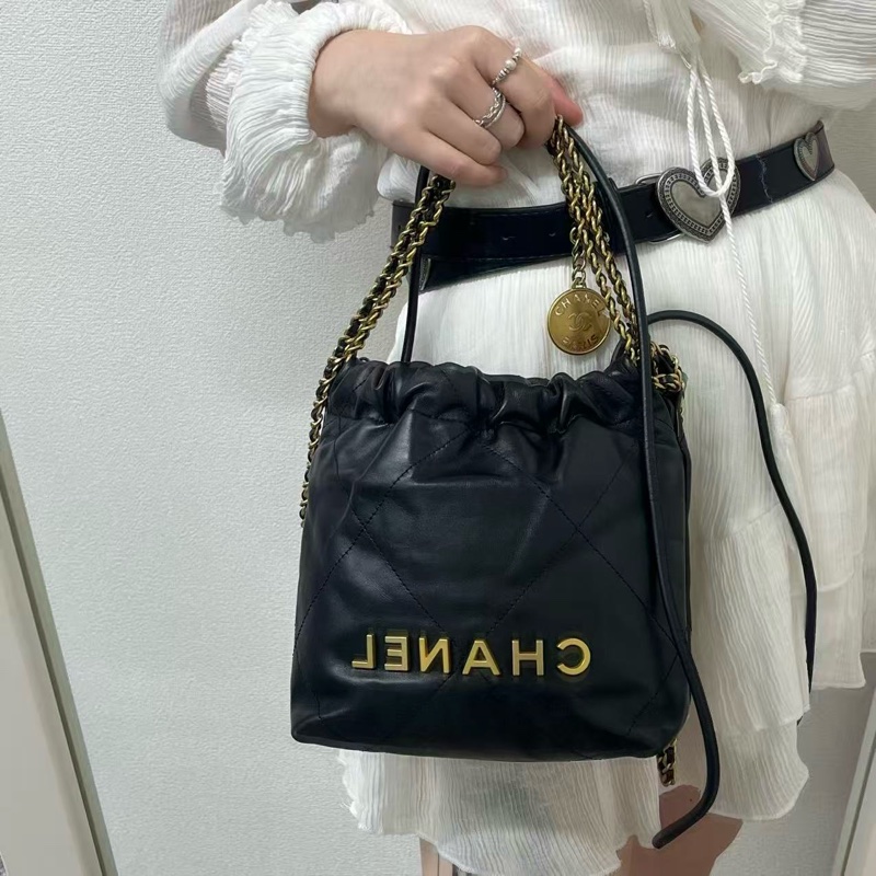 「JL精品代購」 香奈兒黑金22bag mini垃圾袋 芯片款-2