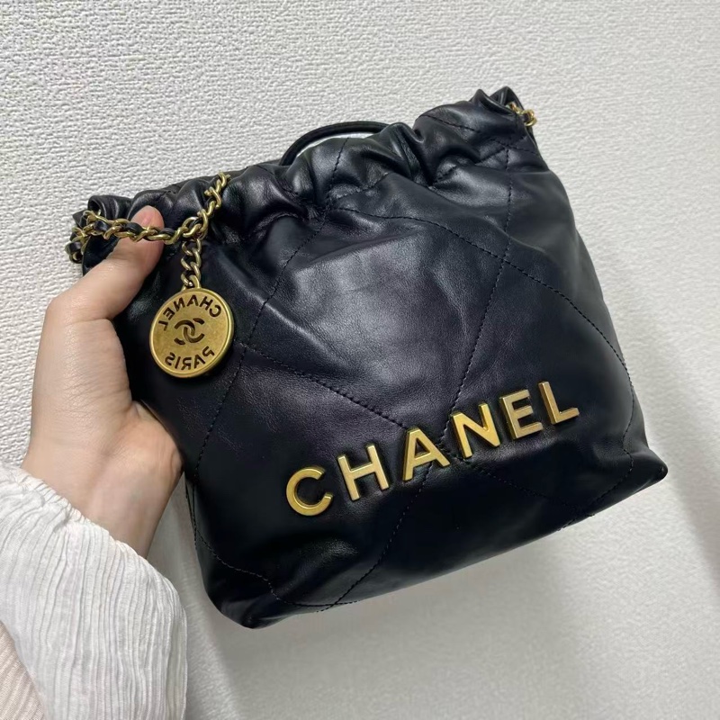 「JL精品代購」 香奈兒黑金22bag mini垃圾袋 芯片款-3