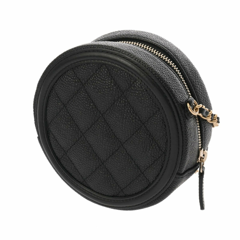 CHANEL CC Filigree 圓形鏈條單肩包 黑色 (AP0365) - 女士魚子醬皮革-2