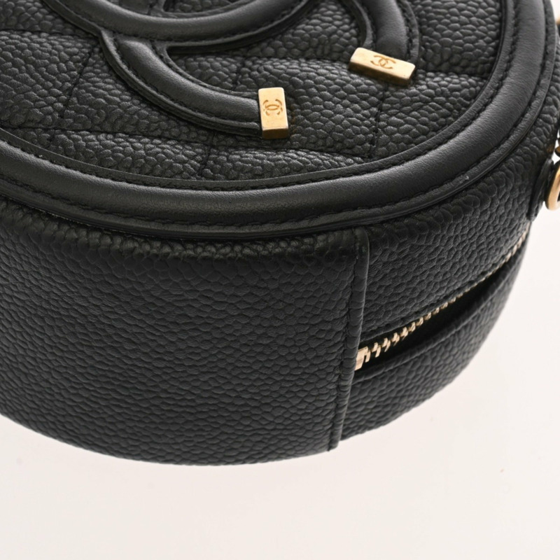 CHANEL CC Filigree 圓形鏈條單肩包 黑色 (AP0365) - 女士魚子醬皮革-5