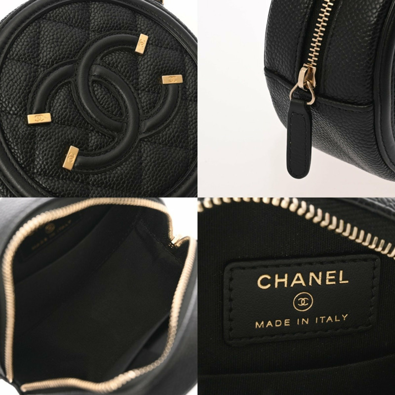 CHANEL CC Filigree 圓形鏈條單肩包 黑色 (AP0365) - 女士魚子醬皮革-9