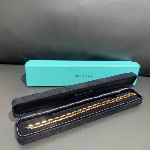 Tiffany蒂芙尼 T系列 玫瑰金鏤空 True窄式T字型手鍊，總長19cm