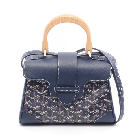GOYARD 單肩包 PVC 塗層帆布皮革 海軍藍 白色 棕色 二手 女士