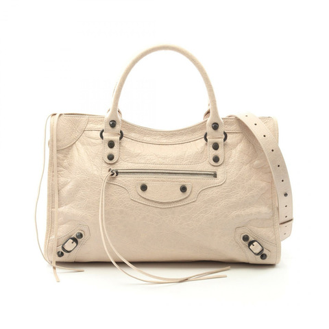 BALENCIAGA City 中型單肩包 手提包 8230582ABEK29 皮革 米色 新款 女款