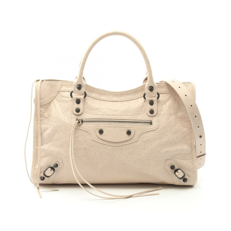 BALENCIAGA City 中型單肩包 手提包 8230582ABEK29 皮革 米色 新款 女款-0