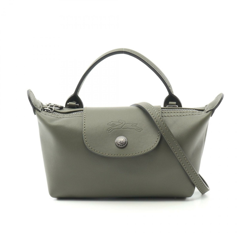 Longchamp Le Pliage Extra XS 手拿包肩背包 87549 皮革卡其色 全新-0