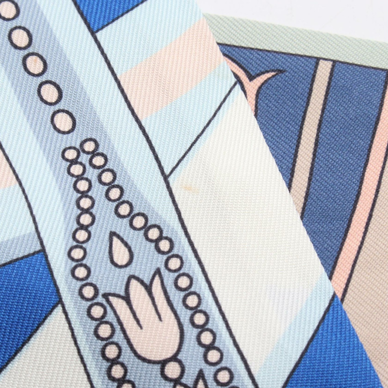 HERMES Twilly Balade En Berline 圍巾 絲綢 灰藍 多色 二手 女款-4