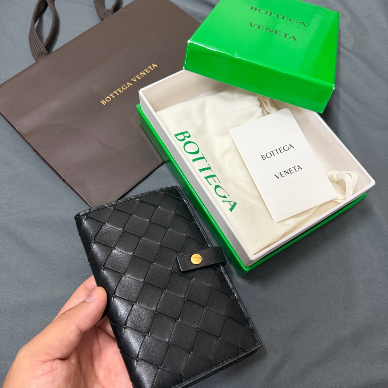 Bottega Veneta 經典編織對開扣式中夾-0