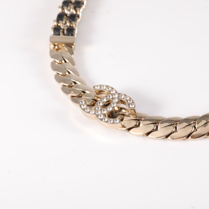 雙合金 24PC 滿鑽皮穿鏈 chocker 頸鍊-1