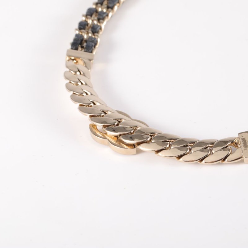 雙合金 24PC 滿鑽皮穿鏈 chocker 頸鍊-2