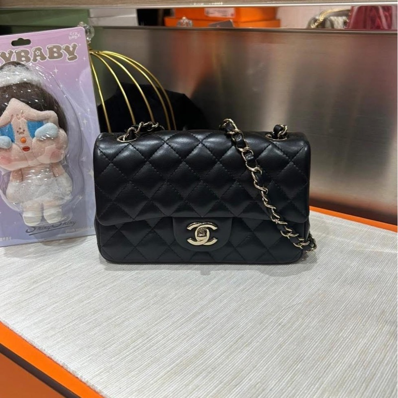 Chanel mini flap bag 黑金cf20,晶片-0