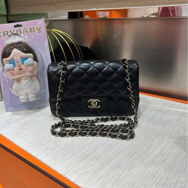 Chanel mini flap bag 黑金cf20,晶片-5
