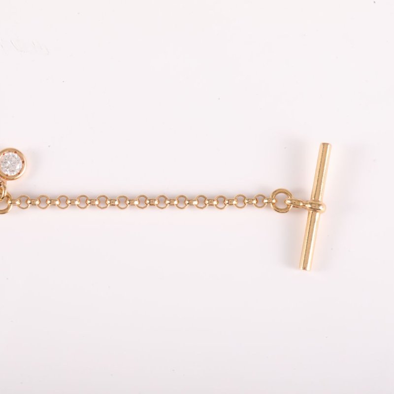 18K玫瑰金鑽石玫瑰金愛馬仕gambade手鍊18k鑽XS 18K-5